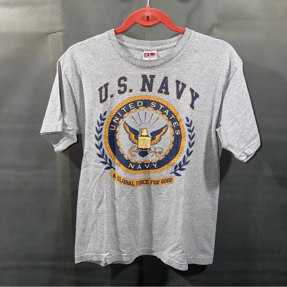 United States Navy VTG Shirt Mens Sz M Gray US Military Crest Graphic Tee